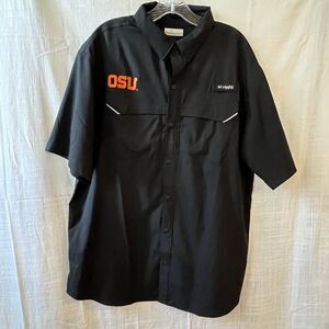 OSU Logo Columbia PFG Shirt Mens Large Black With Orange Logo